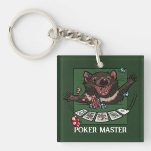 Eigenwilliger Tasmanischer Teufel Charakter Poker  Schlüsselanhänger