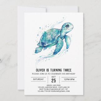 Eigenwilliger Türkis-Seeschildkröten-Geburtstag Einladung