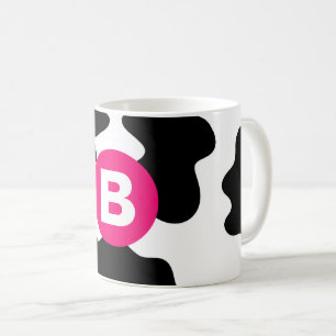 Eigenwilliges Kuhflecken-Muster Rosa Monogramm Kaffeetasse