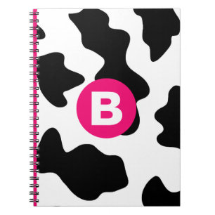 Eigenwilliges Kuhflecken-Muster Rosa Monogramm Notizblock