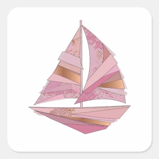 Eigenwilliges Silber PINK SAILBOAT Aufkleber Desig (Vorderseite)