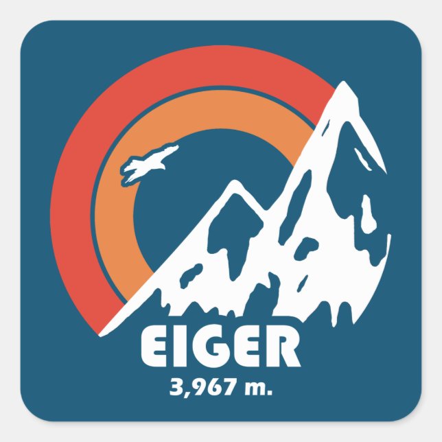 Eiger Sun Eagle Quadratischer Aufkleber (Vorderseite)