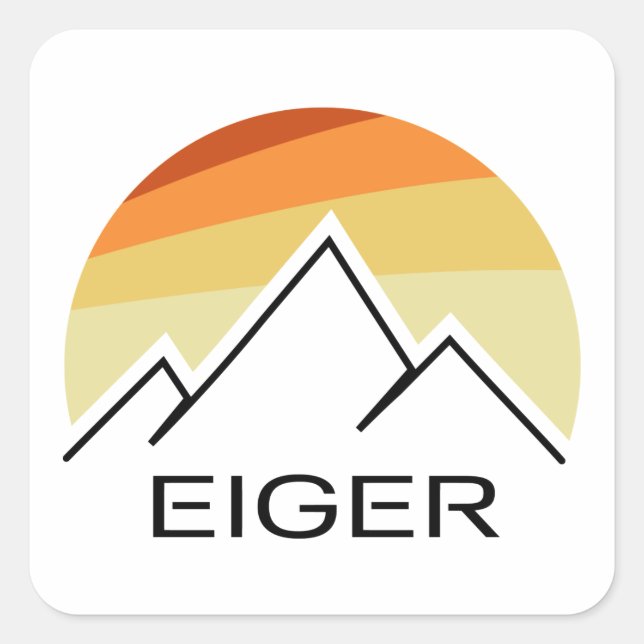 Eiger Switzerland Retro Quadratischer Aufkleber (Vorderseite)