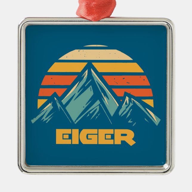 Eiger Switzerland Retro Turquoise Ornament Aus Metall (Vorne)