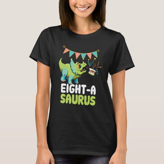Eight a saurus Dinosaur  Cute Kiddo Triceratops T-Shirt (Vorderseite)