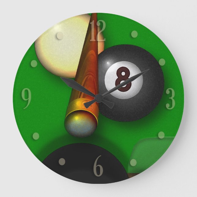 Eight Ball Pool and Billiards Große Wanduhr (Vorderseite)