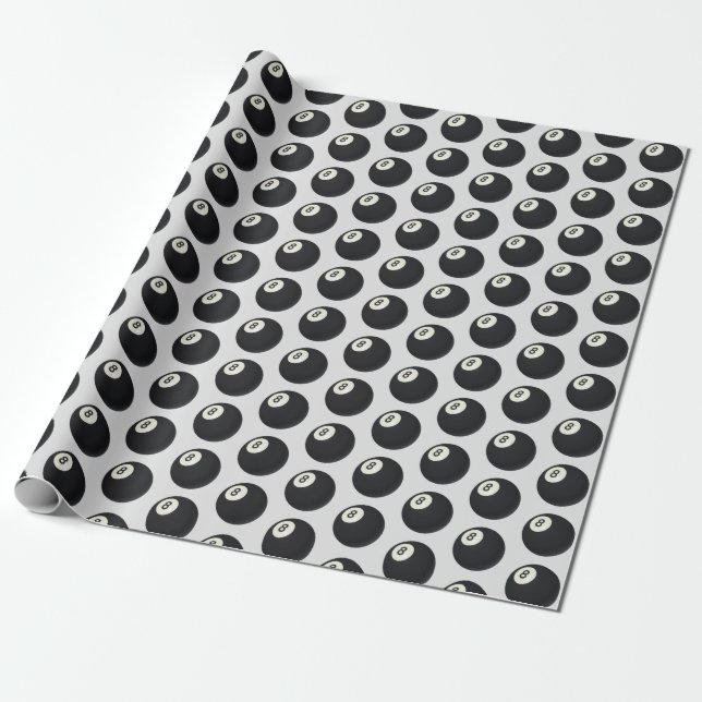Eight Ball Y2K Snooker Black and White Geschenkpapier (Ungerollt)