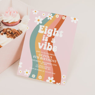 Eight is a Vibe groovige Gänseblume Regenbogen 8.  Einladung