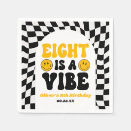 Eight Is A Vibe Retro Eighth 8th Birthday Party Serviette