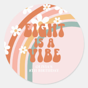 Eight is a Vibe Retro Regenbogen 8. Geburtstag Runder Aufkleber