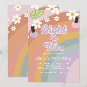 Eight is a vibe Spa Regenbogen 8. Geburtstag Einladung