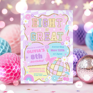Eight Is Great Preppy Varsity Patch 8. Geburtstag  Einladung