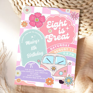  Eight is Great Rainbow Daisy Birthday Einladung