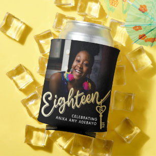 Eighteen 18th Birthday photo script gold key Dosenkühler