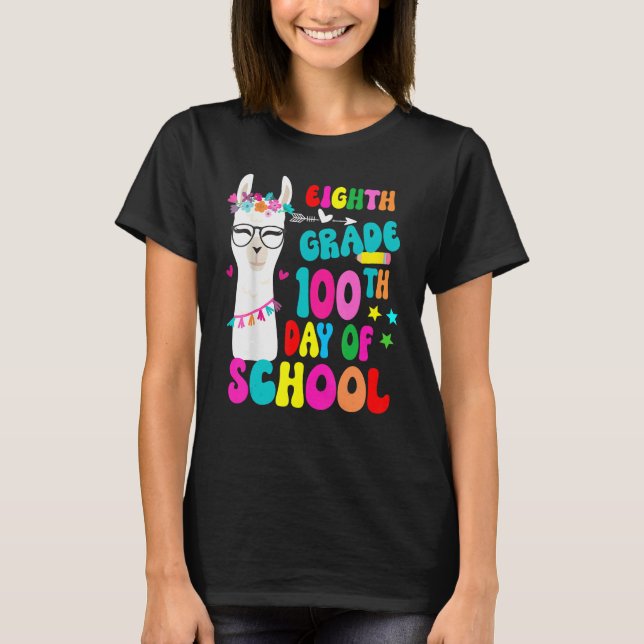 Eighth Grade 100 Days Smarter No Prob Llama Teache T-Shirt (Vorderseite)