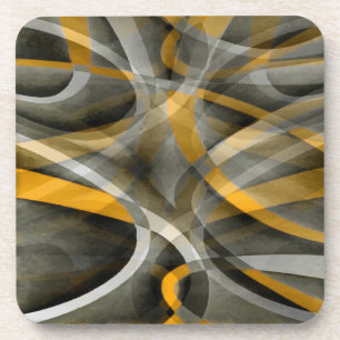 Eighties Retro Mustard Yellow and Grey Abstract Cu Getränkeuntersetzer