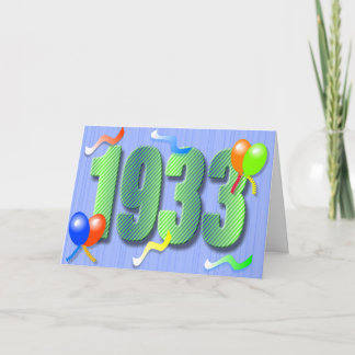 Eightieth Karte des Geburtstags-1933