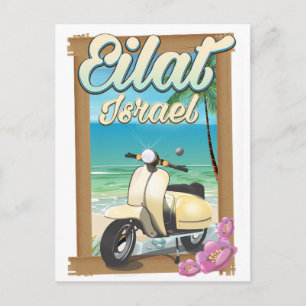 Eilat Beach Israel Scooter Reiseplakat Postkarte