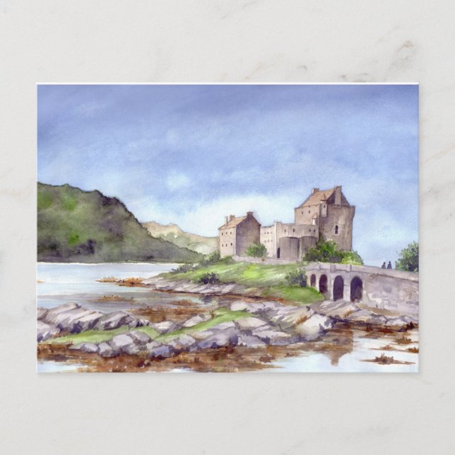 Eilean Donan Burg Wasserfarbene Malereien Postkarte (Vorderseite)