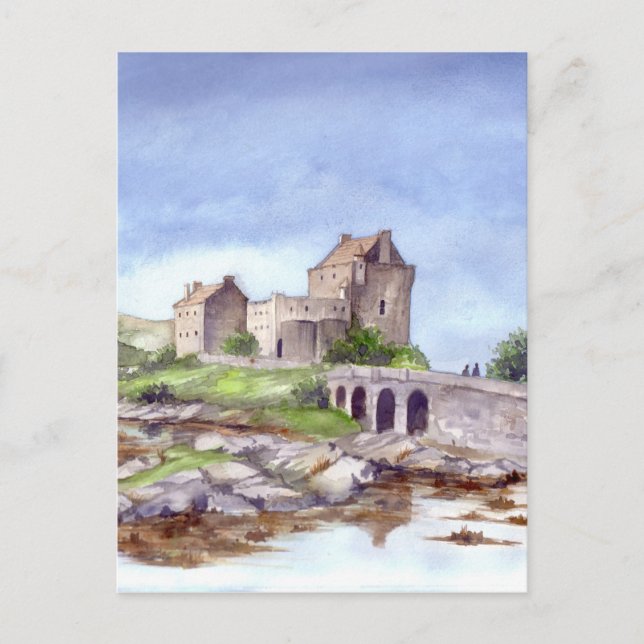 Eilean Donan Burg Wasserfarbene Malereien Postkarte (Vorderseite)