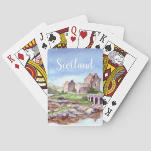 Eilean Donan Burg Wasserfarbene Malereien Spielkarten