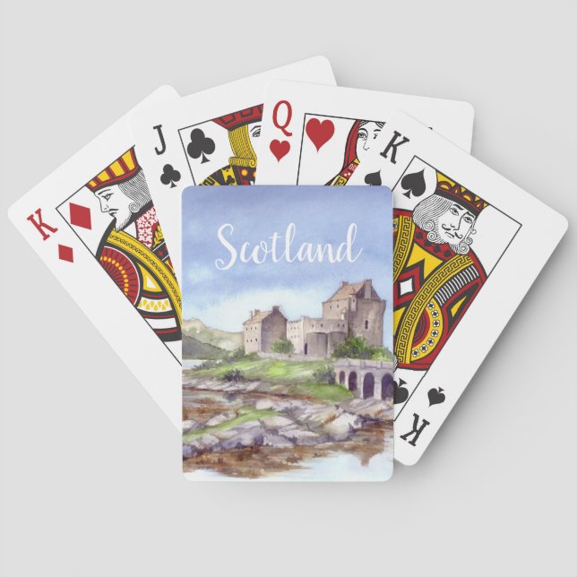 Eilean Donan Burg Wasserfarbene Malereien Spielkarten (Rückseite)