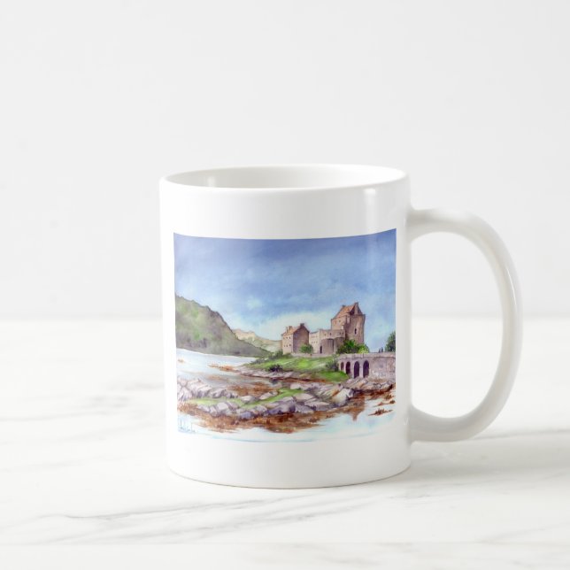 Eilean Donan Burg Wasserfarbene Malereien Tasse (Rechts)