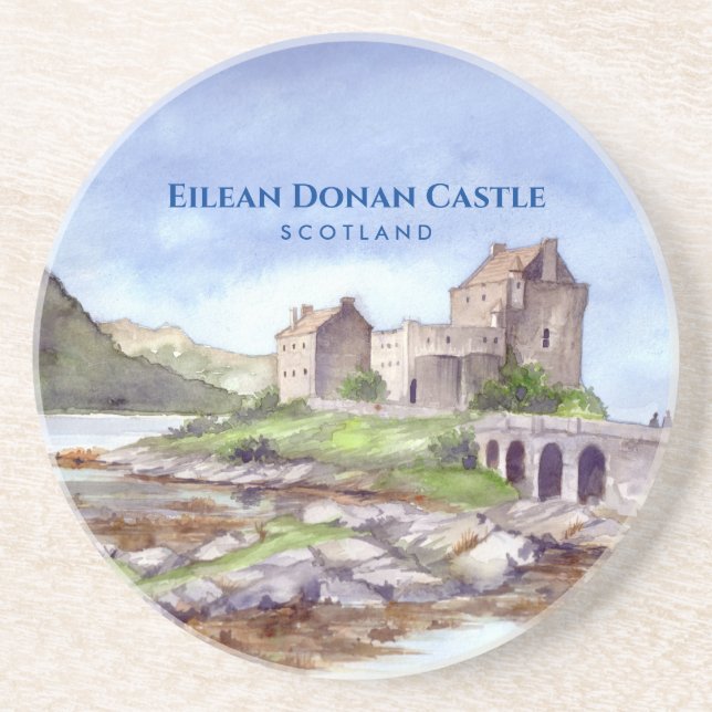 Eilean Donan Castle Scotland Aquarellmalerei Getränkeuntersetzer (Vorne)