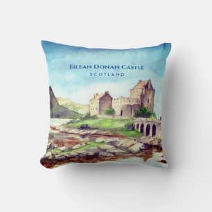 Eilean Donan Castle Scotland Aquarellmalerei Kissen