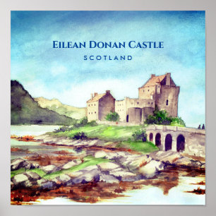 Eilean Donan Castle Scotland Aquarellmalerei Poster