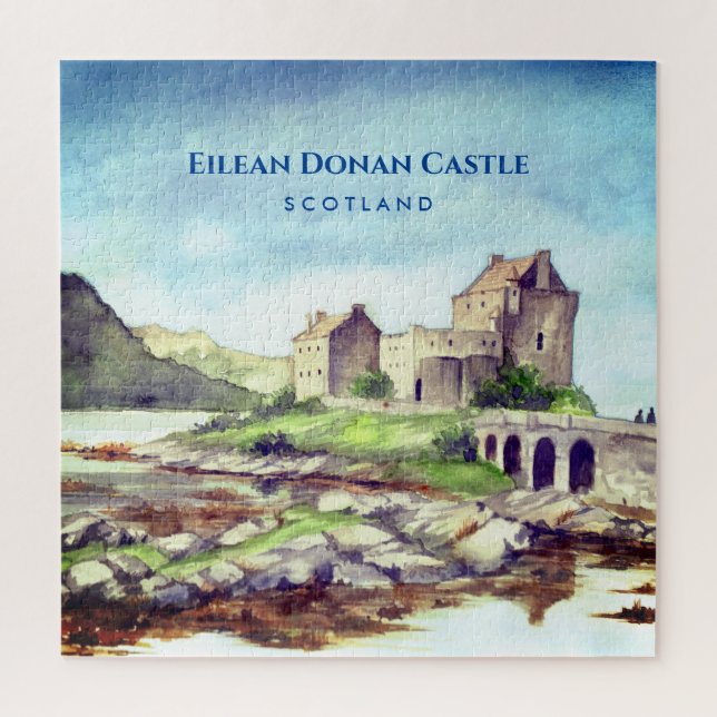 Eilean Donan Castle Scotland Aquarellmalerei Puzzle (Vertikal)