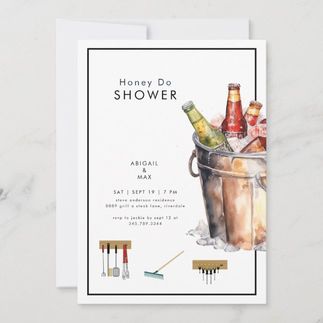 Eimer Bier Honey Do Paare Polterabend Einladung (Vorderseite)