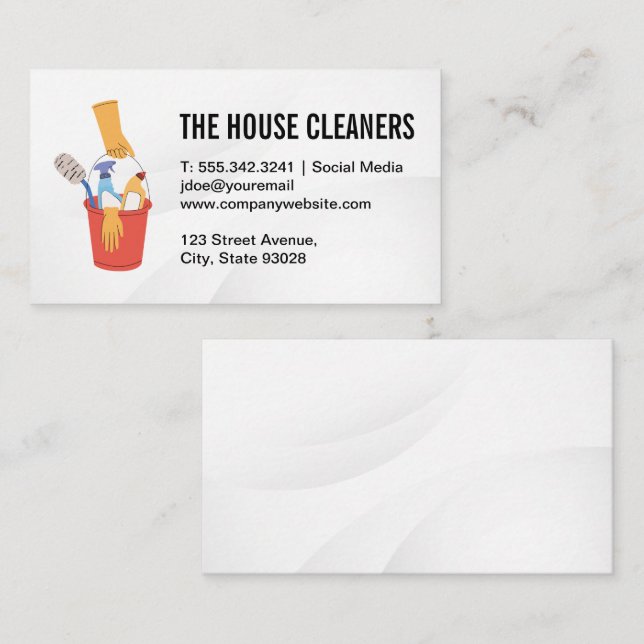 Eimer mit Reinigungsprodukten Visitenkarte (Vorne/Hinten)