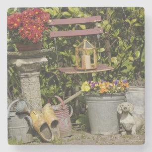 Eimer, Schuhe und Blume, Zaanse Schans, Steinuntersetzer