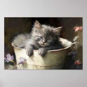 Eimer voll von Joy Sweet Gray Kitten Poster