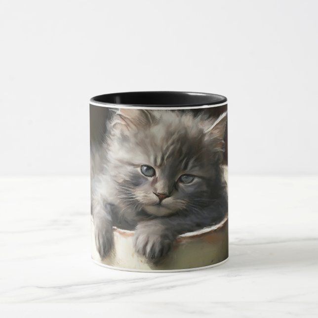 Eimer voll von Joy Sweet Gray Kitten Tasse (Zentrum)