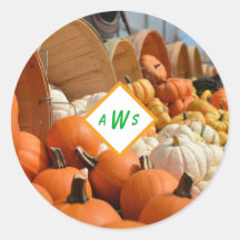 Eimer von Pumpkin Gourds Monogram Sticker-Siegeln