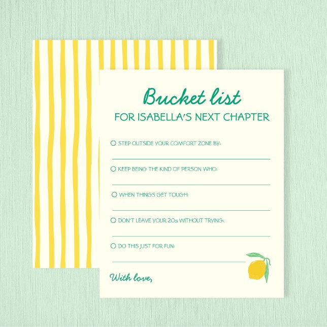 Eimerliste Nächstes Kapitel Rat Lemon Abschluss (Bucket List Next Chapter Advice Lemon Graduation)