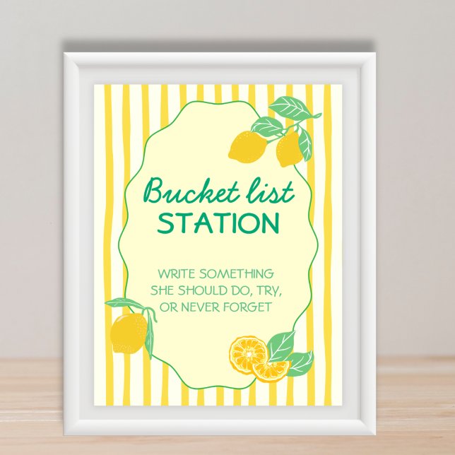 Eimerlisten-Stationen Rat Lemon Abschluss Poster (Bucket List Station Advice Lemon Graduation Poster)