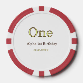 ein 1. Geburtstag grün braun pastell fett Name Dat Pokerchips