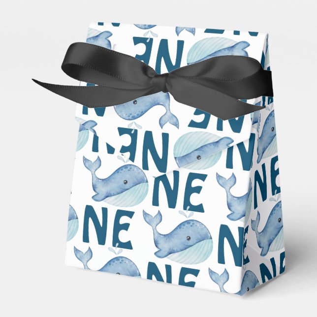 Ein 1. Geburtstag Wasserfarbenwhalmuster Geschenkschachtel (Vorderseite)