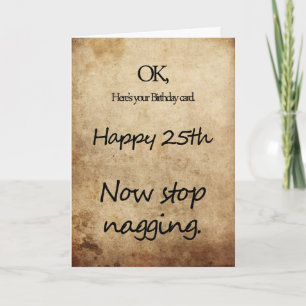 Ein 25. Geburtstag für eine Nase Karte