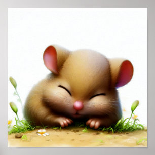 Ein 3D-Aquarellbild einer jungen Dormaus Poster