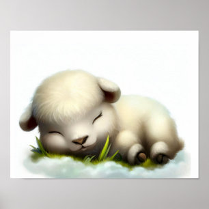 Ein 3D-Aquarellbild eines jungen Dallenschafs Poster