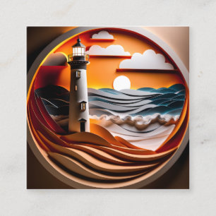 Ein 3D-Leuchtturm kann eine schöne Ergänzung sein Quadratische Visitenkarte