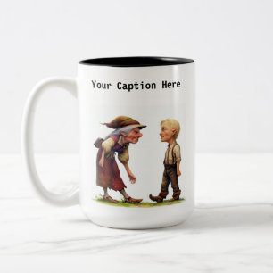 Ein 3D-Rendering eines wütenden Elfen, der schreit Zweifarbige Tasse