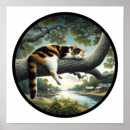 Ein 3D-Rundbild einer schönen Calico Katze Poster