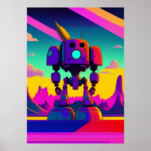 Ein 60er Inspirierte Skeleton Robot Poster (Vorne)