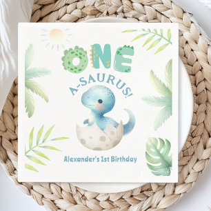 Ein A-Saurus Junge Dinosaurier 1. Geburtstag Papie Serviette