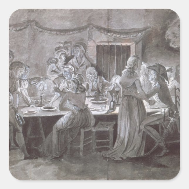 Ein Abend Hochzeit Quadratischer Aufkleber (Vorderseite)